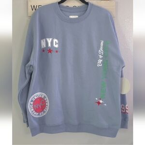 No Comment Graphic Tee sweater new york crewneck Size L(2)  Color Light Blue‎